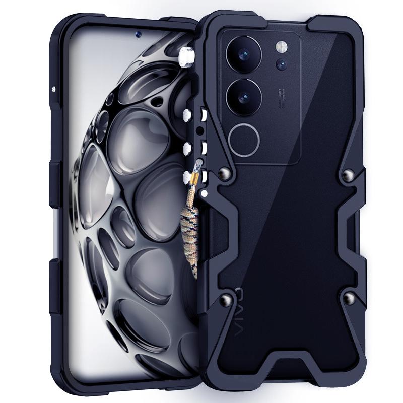 Luxury Armor Metal Aluminum Phone Cases Bumper For Vivo S30 S20 S19 S18 S17 Pro S19E Cover Mechanical Purely Handmade Skull Case