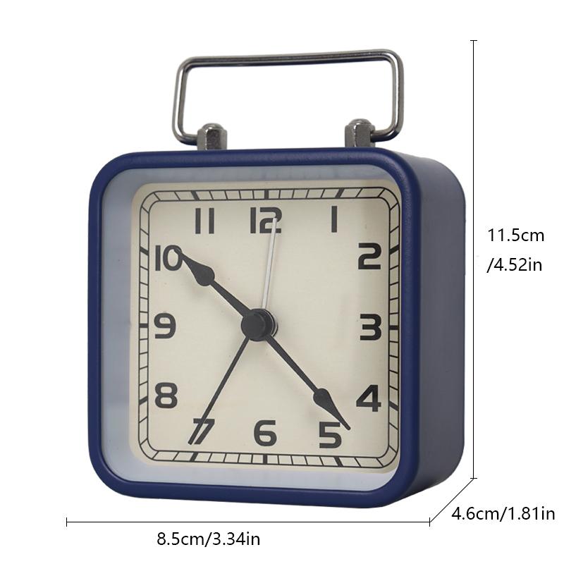 1PC Metal Square Small Alarm Clock Desktop Silent Clock Student Bed Sleep Luminous Quartz Table Clock.