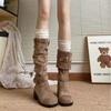 Winter High Quality Women's High Boots Fashionable Round Toe Medium Heel Solid Color Buckle Suede Women's Fashion Boots