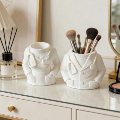 3D-печатный халат врача, держатель для ручек, пластиковый настольный органайзер для кистей для макияжа, карандашей, подарки для врачей, медсестер, студентов-медиков