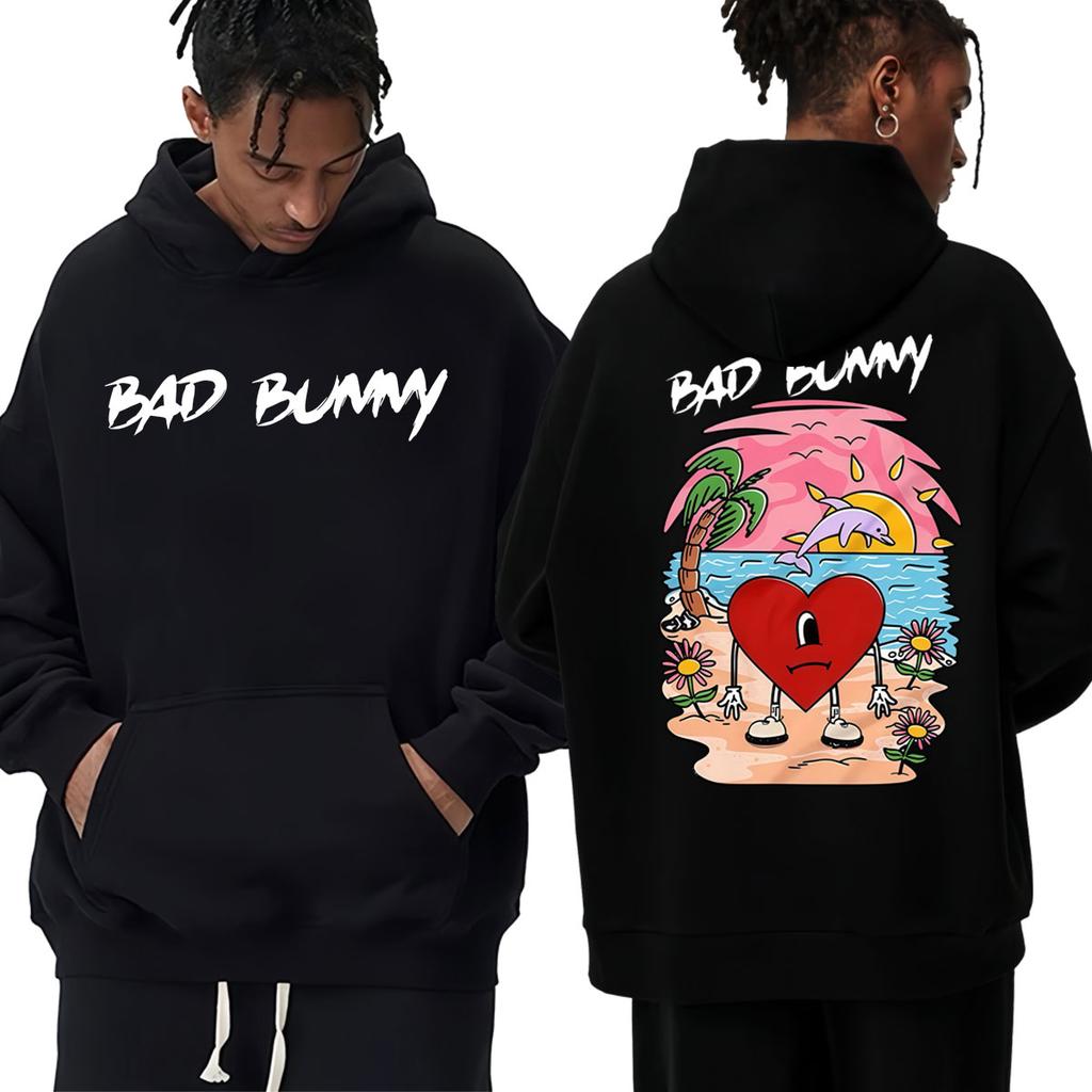 Худи с принтом альбома рэпера Bad Bunny "Un Verano Sin Ti" для мужчин и женщин, модная эстетичная толстовка, свободный флисовый повседневный пуловер