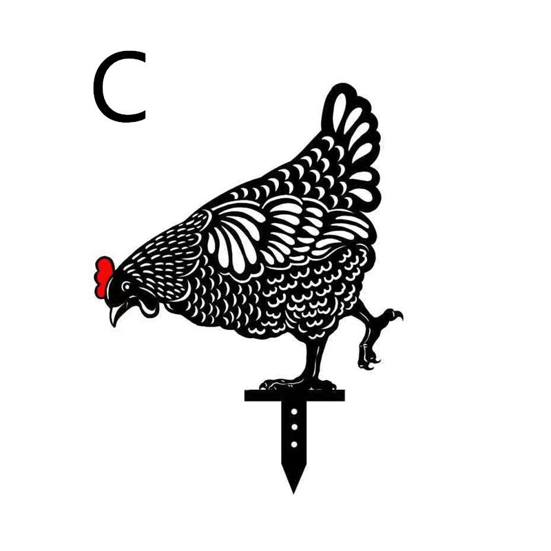 Сказочный сад, стоящая статуя куриного петуха, уличные ставки, двор, знак, украшения, декор, акриловый курятник, открытый газон, садовый декор