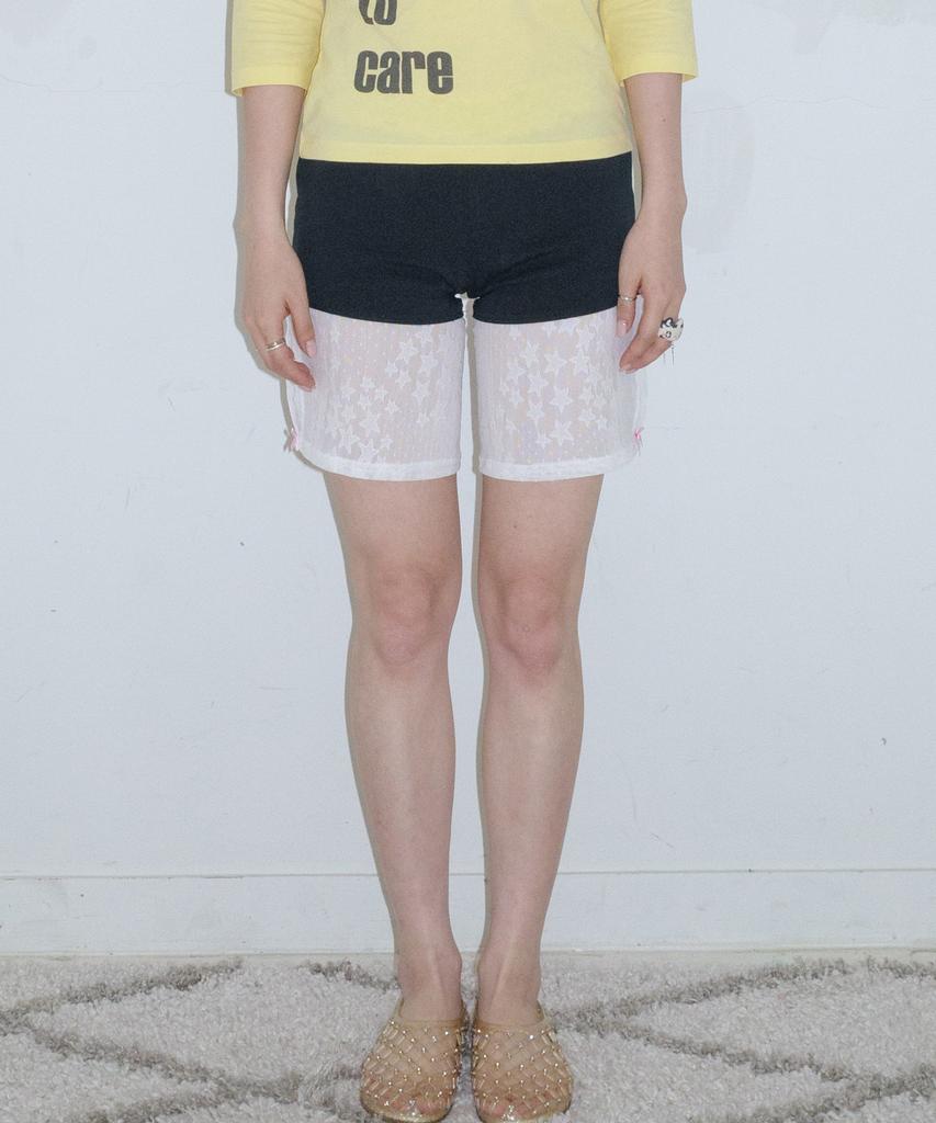 FAKIII Star Lace Ribbon Half Pants_Black