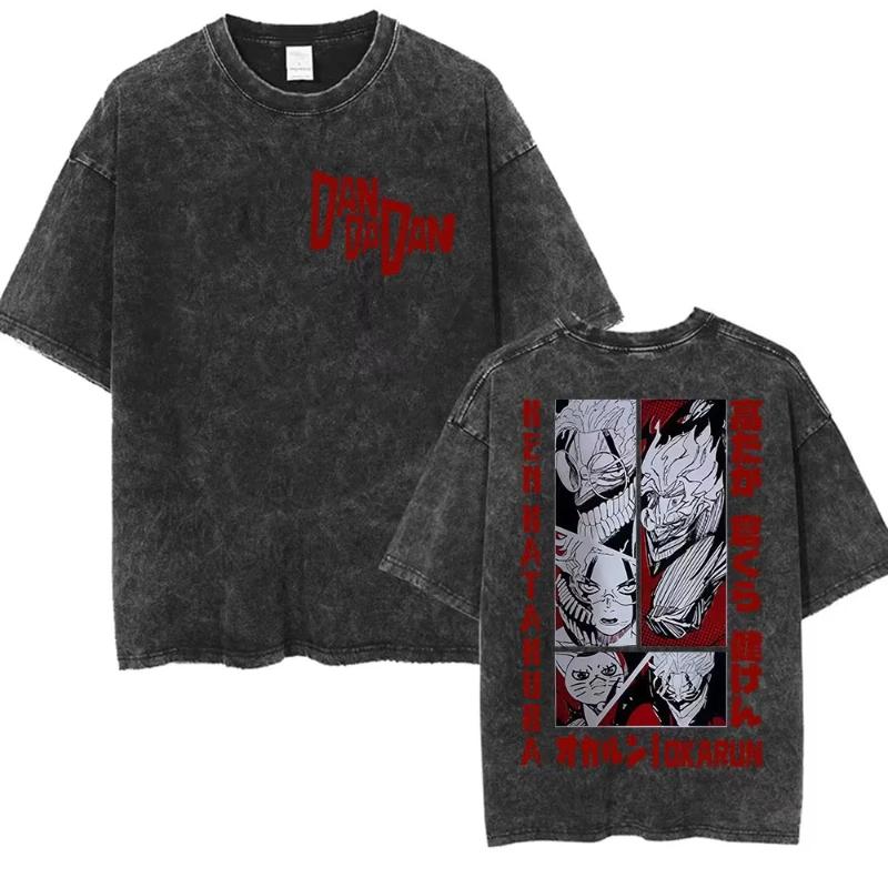 Hot Sale Anime Dandadan Okarun DanDaDan Graphic Print T-shirt Men Women Vintage Washed Fashion Loose Casual Oversized Short Sleeve Summer New Tee