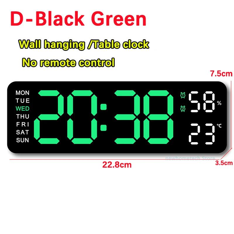 Digital Wall Clock Large LED Screen Temperature Humidity Display Electronic Alarm Clock Creative Home Decoration Remote Control