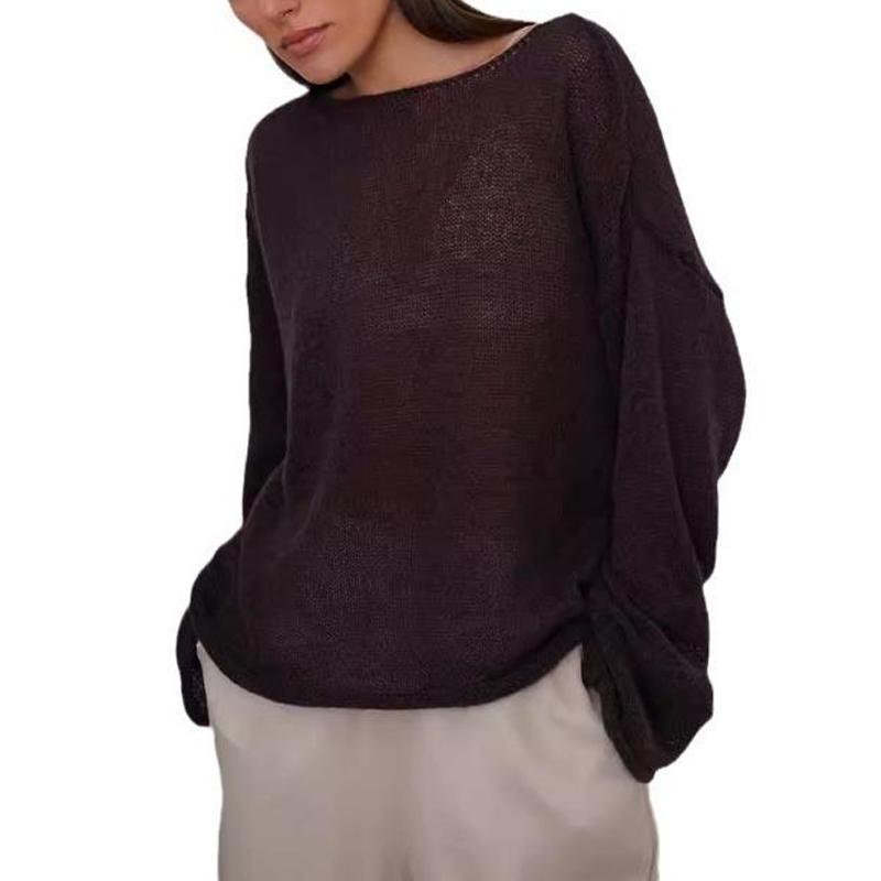 Женские прозрачные свитера с длинным рукавом, весна-осень, повседневный вязаный свитер, тонкий круглый вырез, пуловер, топы, элегантный простой трикотаж 1297