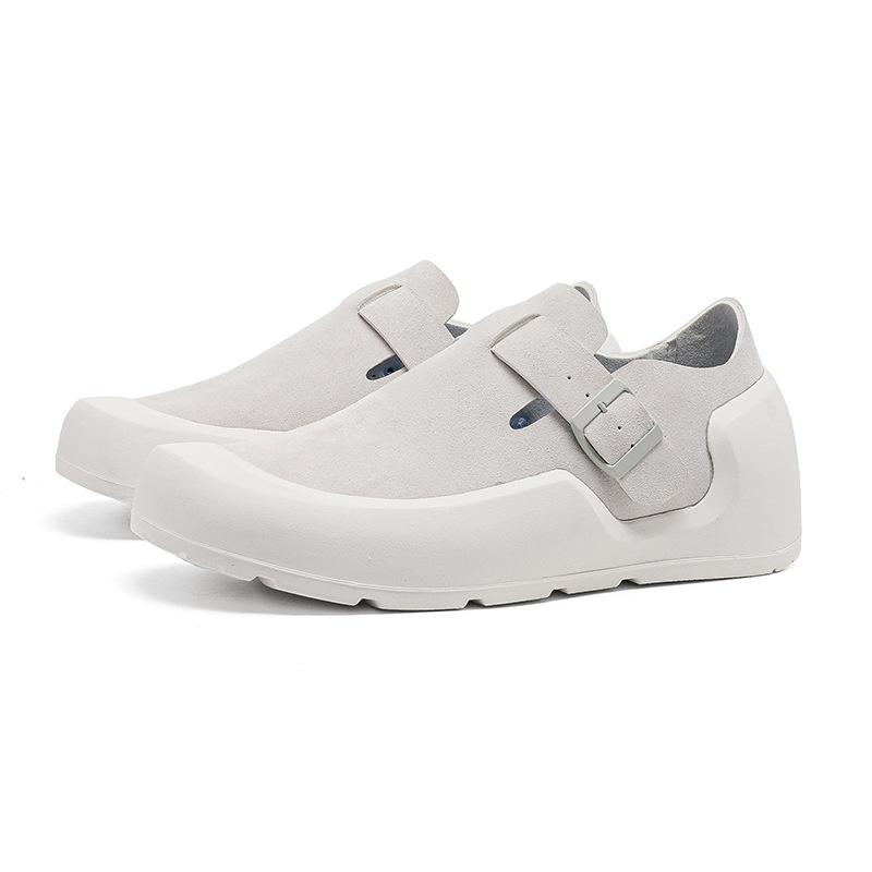 Высокоподошвенные увеличивающие рост Birkenstocks весенние новые уродливо-милые туфли с большой головой кожаные однотонные туфли повседневные кеды Doudou shoes