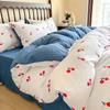 Pastoral Washed Cotton & Linen Double-Layer Yarn Bedding Set (Sheets & Quilt Cover) for Student Dormitory