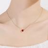 Begua Ringen 925 Sterling Silver Necklace Red Heart-shaped Clavicle Chain Simple Crystal for Women