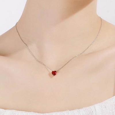 Ожерелье Begua Ringen из стерлингового серебра 925 пробы, красная цепочка на ключицу в форме сердца, простой кристалл для женщин