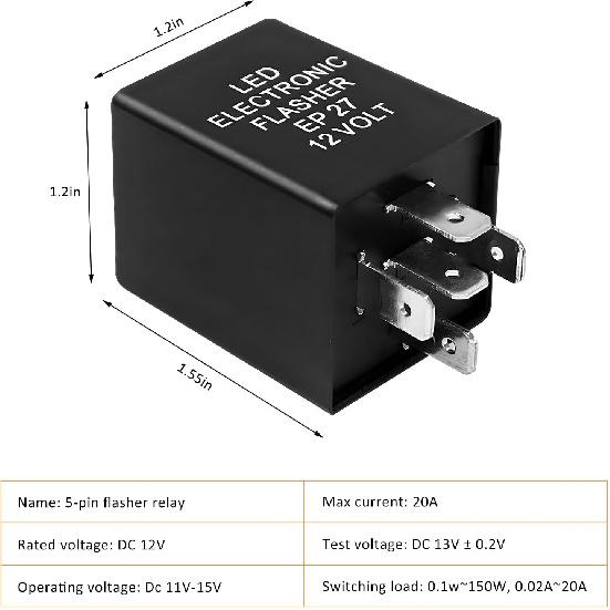 EP27 FL27 LED Electronic Flasher Relay, 5-Pin Flasher Relay Electronic Hazard Warn Indicator, 12V LED Bulbs Blinker Relays for Ranger F150 F250 F350