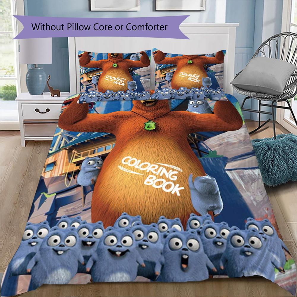 Grizzy and the Lemmings print Pattern Bedding,Quilt Set Quilt Cover Pillowcase Home Birthday Gift (1*duvet cover+2*pillowcase,without core)XSJT0917057