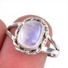 Natural Rainbow Moonstone Gemstone Handmade 925 Solid Silver Gift Ring S.9 J4t79