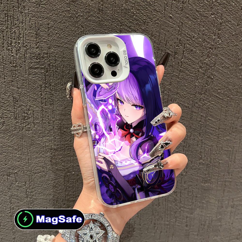 Game GI Raiden Shogun White Translucent MagSafe Mobile Phone Case for iPhone 17 16 15 14 13 12 11 X XR XS 8 7 Air Pro Max Plus