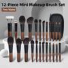12Pcs Compact Mini Makeup Brush Set Wood Handle Concealer Brush Set Lip Liner Brush Set  Travel