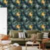 Wallpaper Ink turquoise, sea green and gold 50x1000