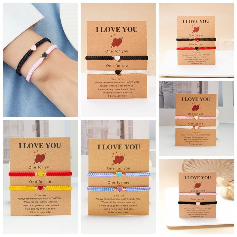 Contrasting Colors Heart Shape Bracelet Love Fortune Bracelet Heart Couple Bracelet  Friendship