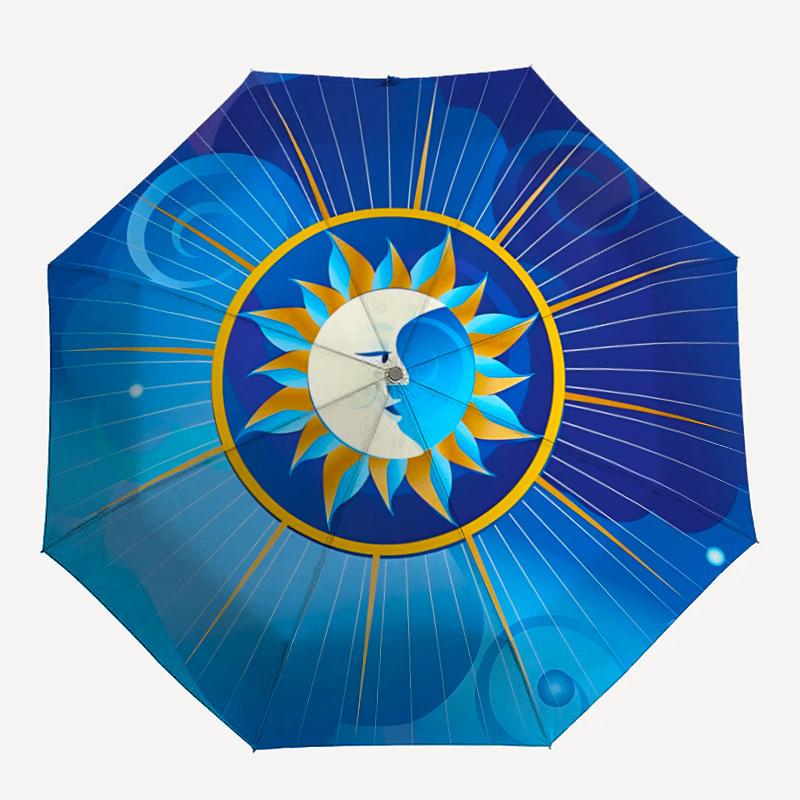 1pc Sun Moon Design Automatic Umbrella - 8-Rib Durable Frame, Portable Fashion Accessory & Holiday Gift yy251117143