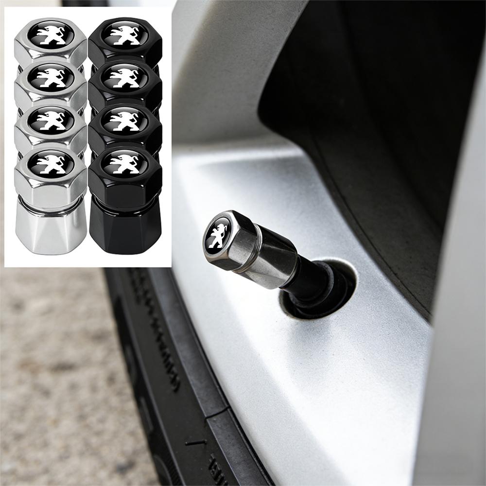 4Pcs 3D Aluminum Alloy Car Wheel Tire Air Valve Dust Cap Center Cover For Peugeot 206 2008 306 307 3008 406 4008 5008 607 1008