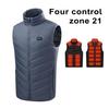 Men Women Winter USB Infrared 21 Heating Areas Vest Jacket Stand Collar Pockets Zipper Placket Windproof Electric Heated Waistcoat Coat