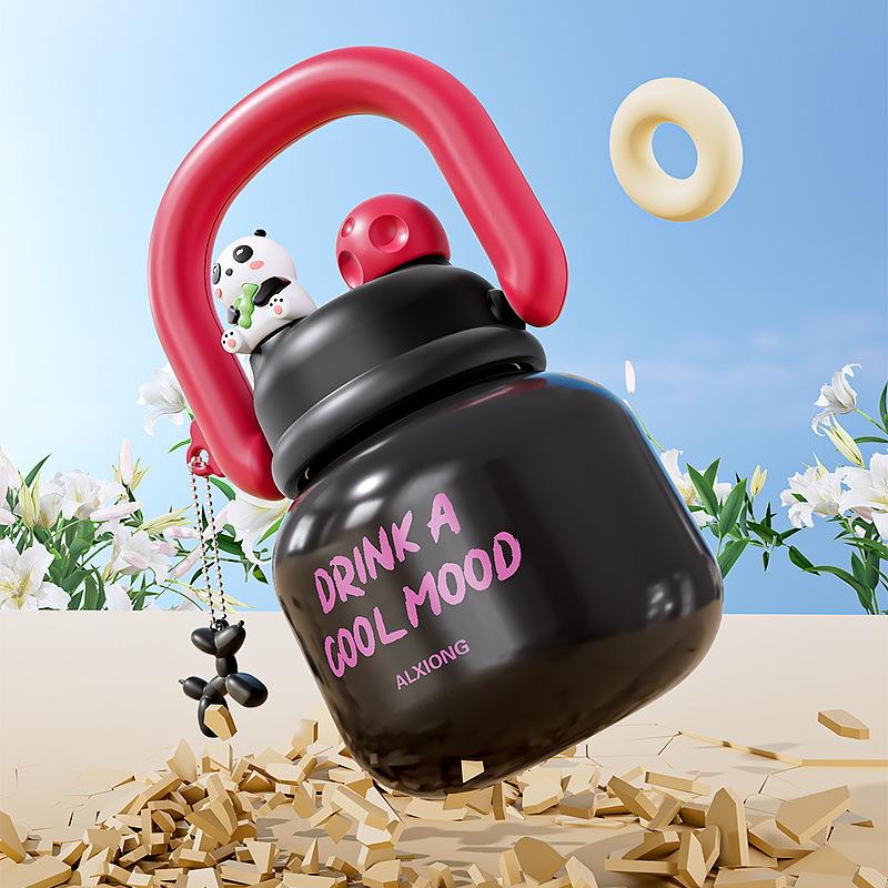 Big Belly Thermos Cup High Appearance Level Men and Women Large Capacity Double Drinking Cup Stainless Steel Ton Ton Straw Cup Carrying Pot