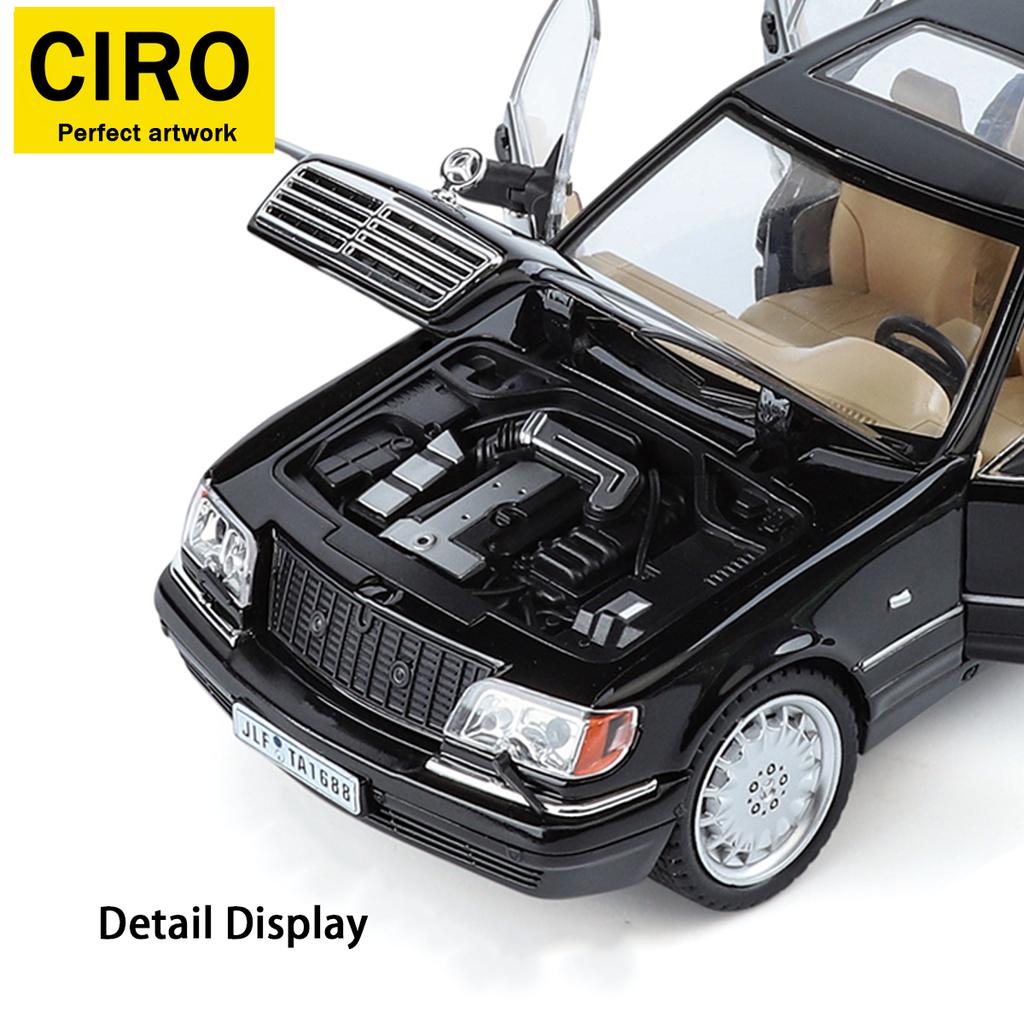 FTI5  Toy car, 1:24 black Mercedes-Benz classic car model with tiger head design, die-cast aluminum alloy, high-quality car model gift