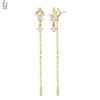 925 Silver Needle Luxury Long Chain Tassel Crystal Stud Earrings For Women Exquisite Pendant Gold Earrings Fine Jewelry