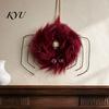 Front Porch Decor Accents Halloween Fluffy Wreath for Door, Cute Furry Spider Hanging Bat Cabin Props with Pom Poms Party Home Wall Fireplace