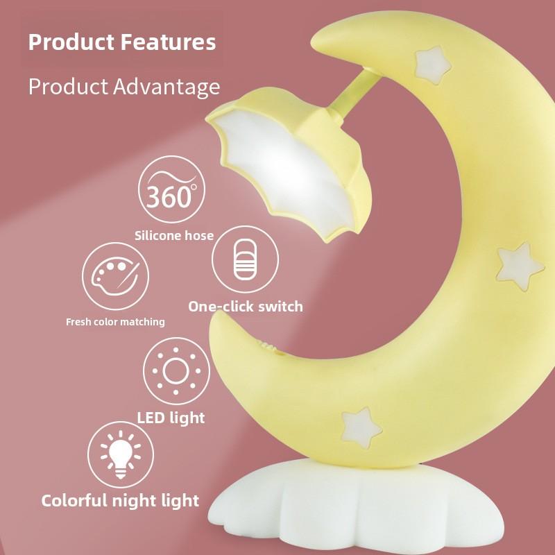 Star Moon Lamp with LED Light USB Rechargeable Night Light for Kids Nursery Bedroom Desk Decor Cute Star Moonlight Gift Idea