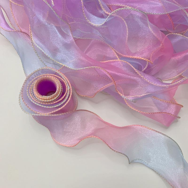 10 ярдов Волнистый край 6 см шириной Упаковка подарков Градиент Швейные принадлежности Аксессуары для рукоделия для головного убора Шляпа DIY Рыбий хвост Пряжа