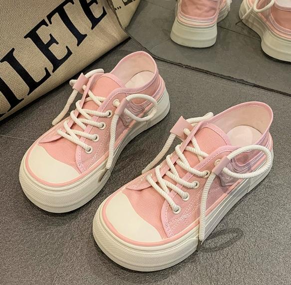 Fashion Simple Versatile Board Shoes Women's Korean Edition Wear Casual Cute Big Head Canva 2024 New Fashion Spring Summer