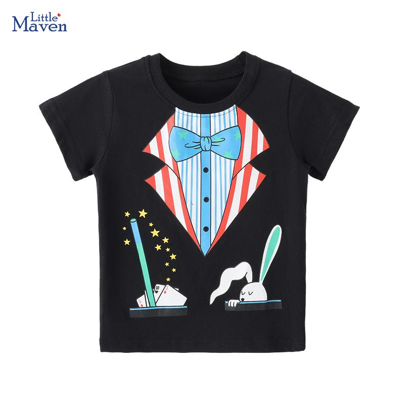 Little maven Children's Clothing Baby Boys 2026 New Summer Kids Clothes Children's Clothes Cartoon Bowknots Tee T-shirts