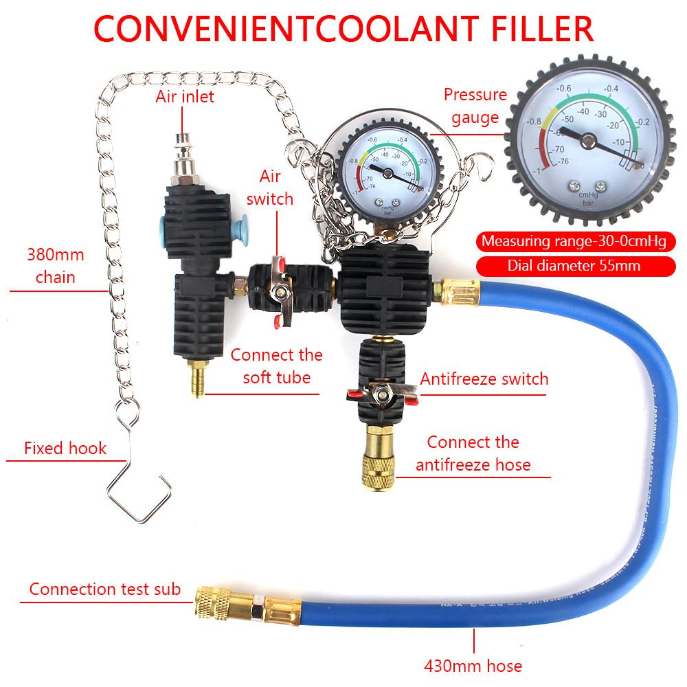 Детектор обнаружения утечек в водяном баке. Тест вакуумной системы охлаждения. Тестер давления в радиаторе. Манометр для измерения давления в водяном баке автомобиля.