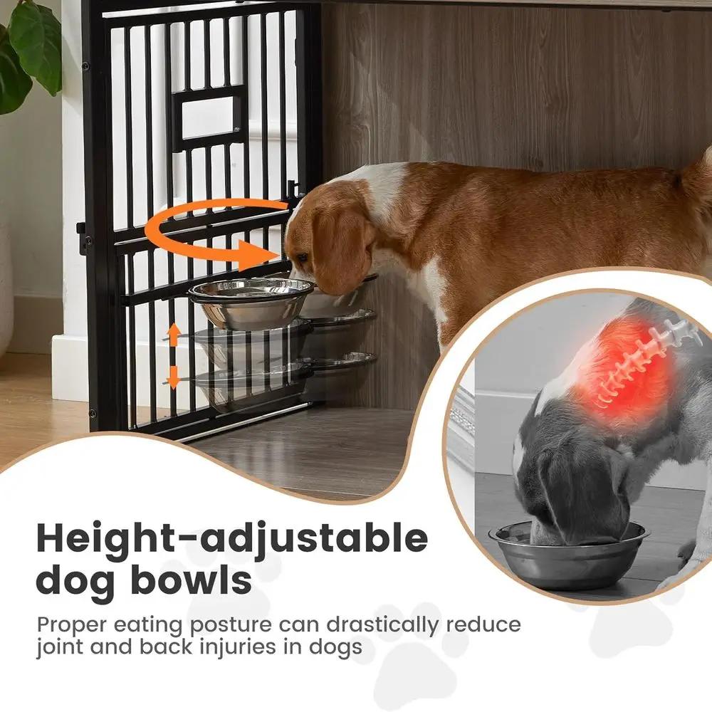 Rustic Grey 27 Heavy Duty Dog Crate Furniture, Wooden Kennel Indoor, Small Dog End Table without Bowls