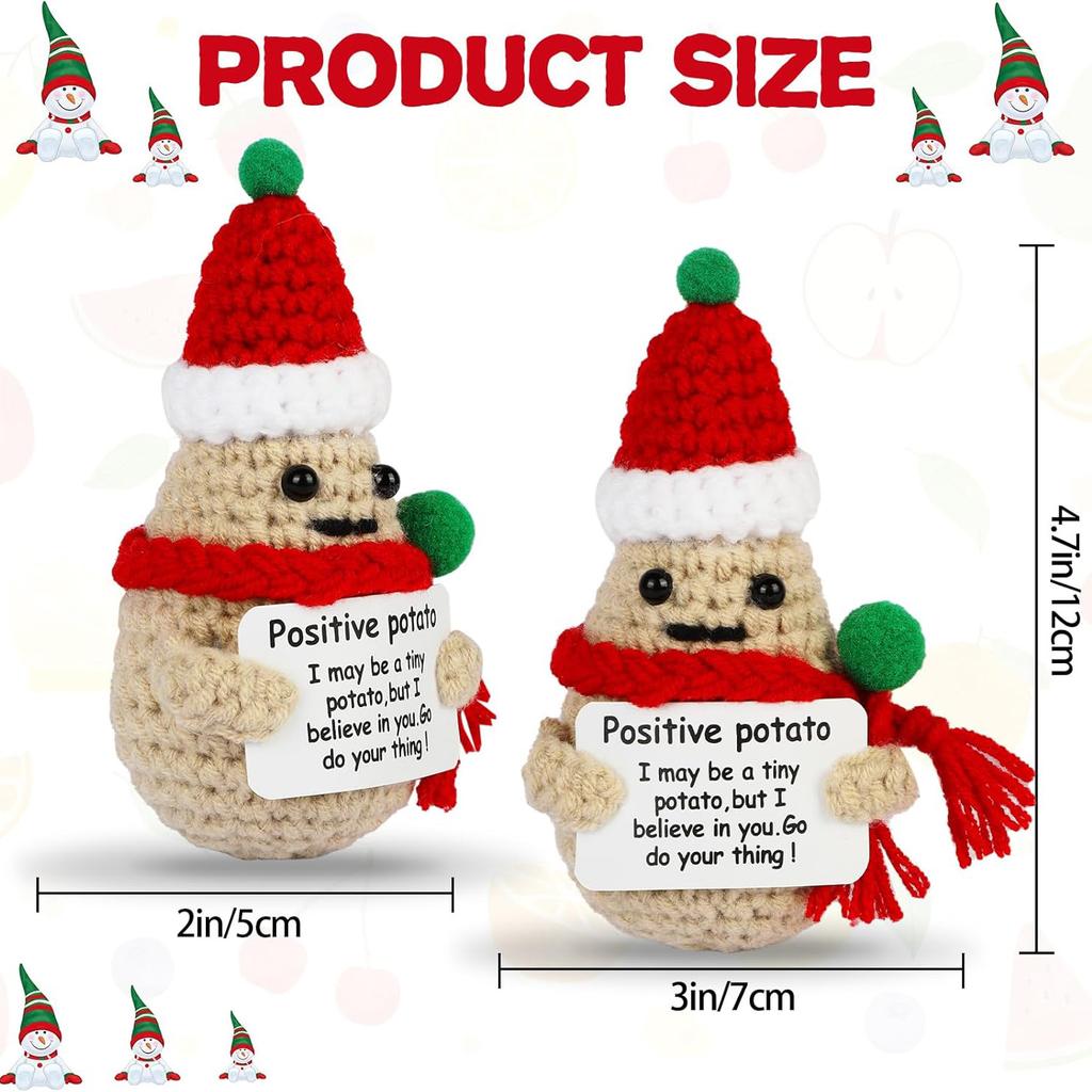 Funny Positive Energy Christmas Potato Doll With Card Home Room Decoration Handmade Knitted Potatoes Ornament Christmas Gifts