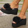 2025 Plus Size Ladies Shoes Open Toe Women's Slippers Platform Casual Slippers Women Floral Round Toe Super High Wedges Sandal