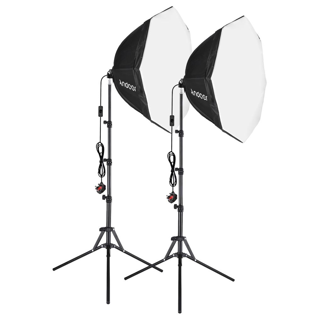 Andoer Studio Photography Softbox Kit with 70cm/28in Octagon Photography Softbox * 2 + 1.5M Metal