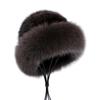 Women's Luxury Genuine Sable Fur Knitted Beanie Hat Bucket Caps Lady Fashion Fox Fur Trimming Mink Fur Hats Warm Soft Fluffy