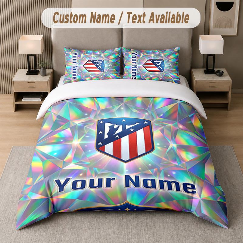 Atletico Madrid Design Bedding Set Custom Text 1 Duvet Cover & 2 Pillow Cases