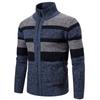 Men's Trendy Striped Long Sleeved Sweater Outdoor Stand Collar Sports Cardigan Sweater