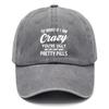 Crazy Slogan Washed Baseball Cap Breathable Cotton Adjustable Sun Hat for Unisex