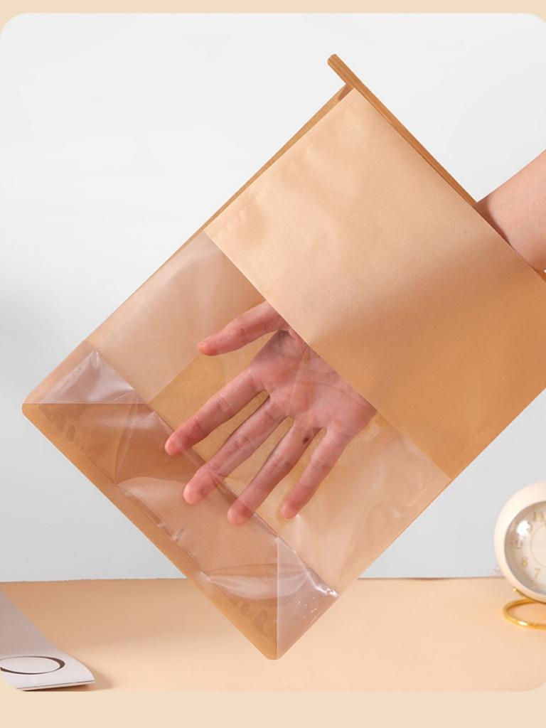 20 шт. Пакеты StoBag Крафт для выпечки с прозрачным окошком, закрывающиеся на молнию, для хлеба, печенья, выпечки, конфет, для кафе, на вынос