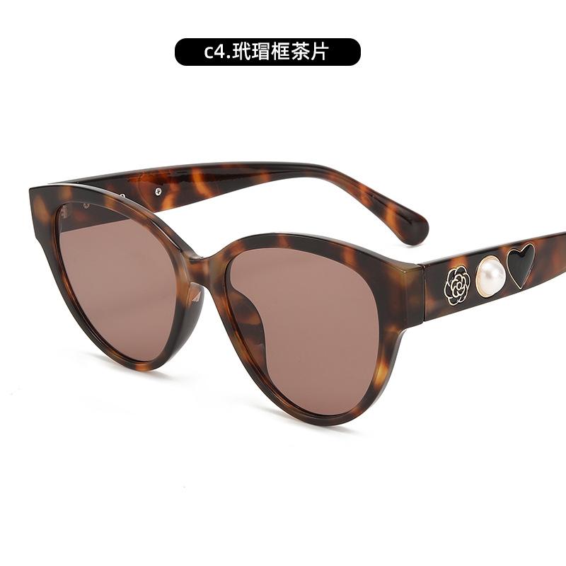 Солнцезащитные очки в ретро-стиле «кошачий глаз» Xiaoxiangfeng Camellia Pearl Sunglasses Trendy Glasses