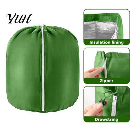 Cold Weather Plant Blanket Flower Pot Insulation Cover, Winter Planter Wrap with Drawstring, Oxford Outdoor Shrub Freeze Protection Fabric Frost
