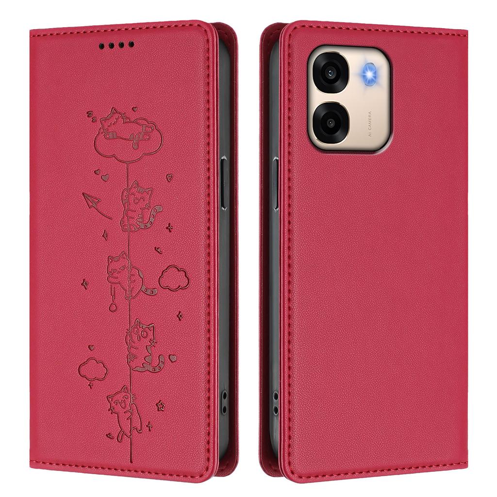 For Oppo A6x 5G/Oppo A6 5G Case RFID Blocking Wallet Stand Imprinted Cat Pattern Leather Phone Cover