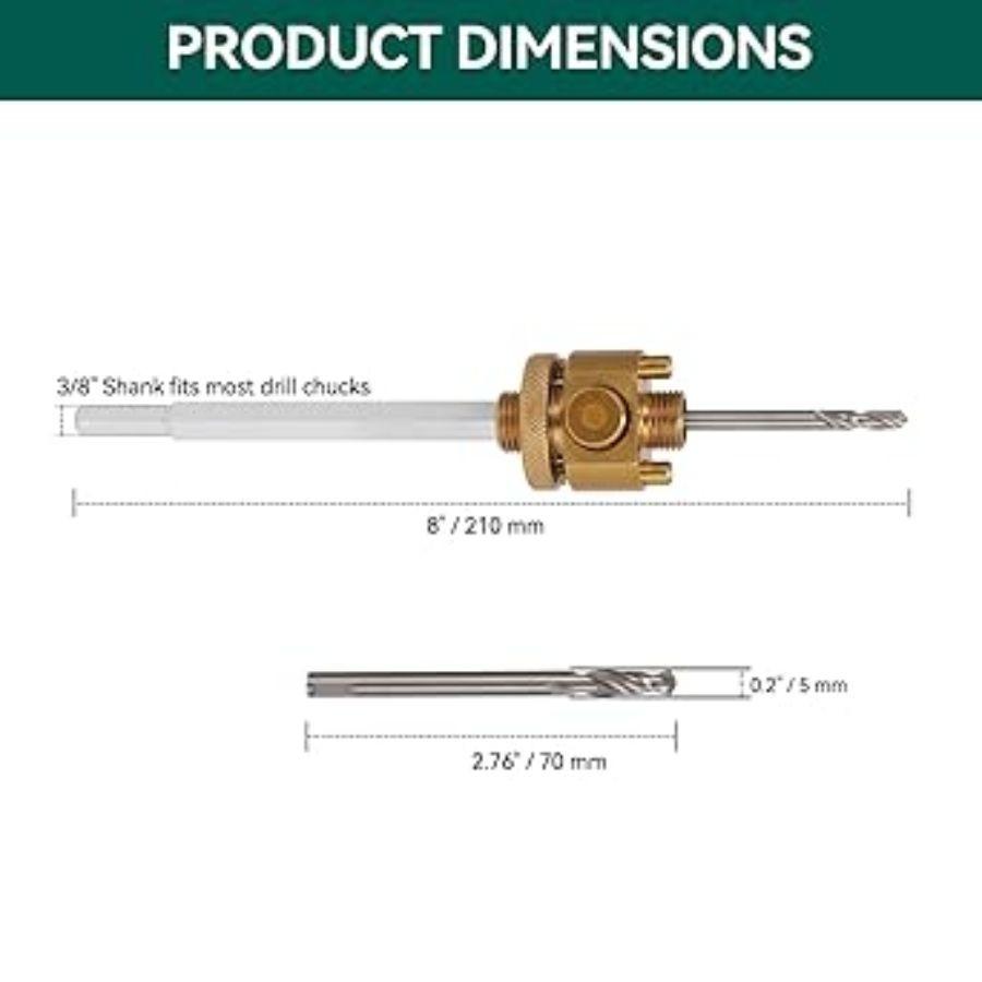 Quick Release Hole Saw Arbor with 3/8" Shank, Includes 2 Pilot Drill Bits, Un