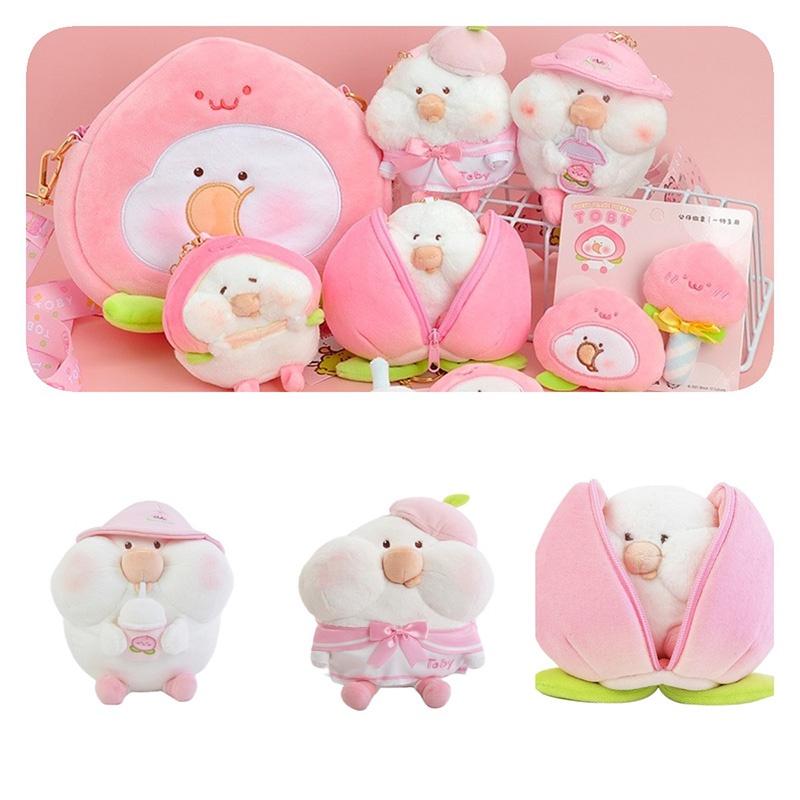 Cute And Cuddly Toby Peach Plushie Keychain Bag Accessory