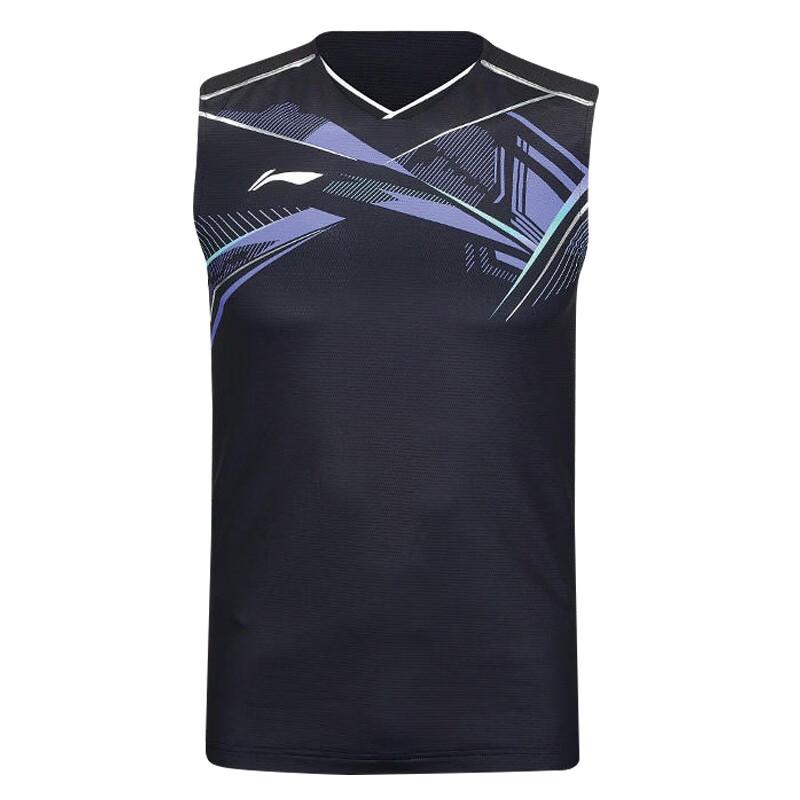 Li-Ning Бадминтонная серия Color Block Полосатый Спортивный Быстросохнущий Жилет Мужские топы Черный AVST105-2