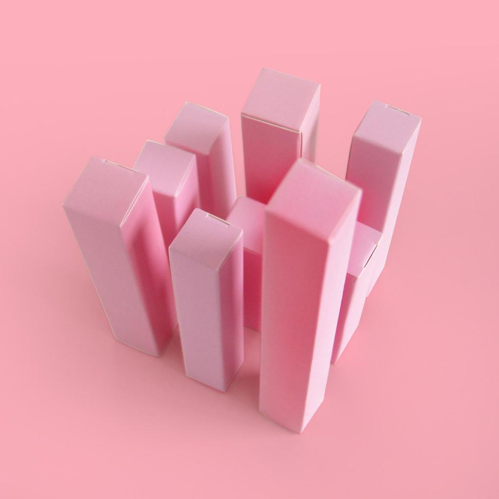 Индивидуальные картонные коробки для косметики белого цвета: Упаковка для розовой подводки для глаз, помады, бальзама для губ с возможностями печати