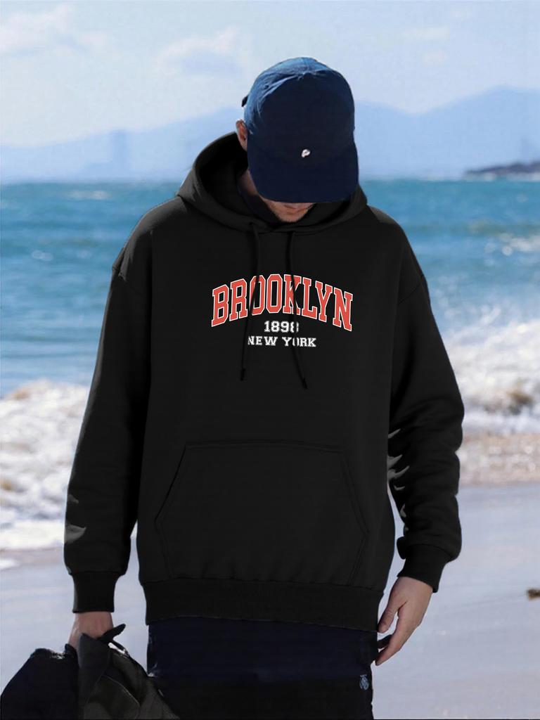 Brooklyn New York 1898 Printing Men Hoody Casual Pocket Hoodies Hip Hop Oversized Man Pullover Autumn Fleece Unisex Clothes
